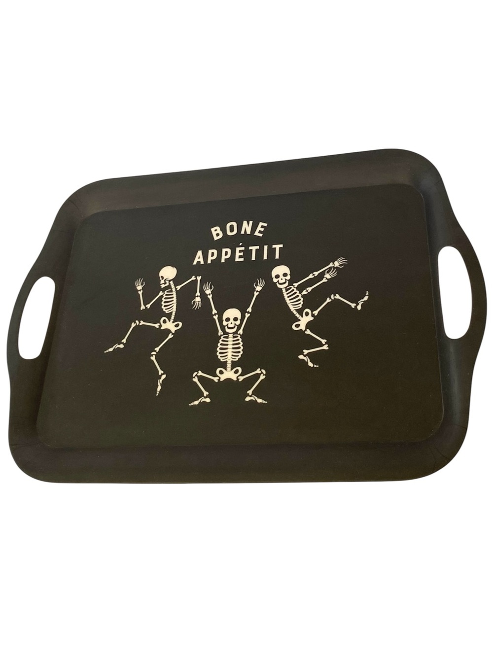 Bone Appétit Halloween Serving Tray - Black with White Skeletons Halloween decor